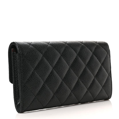 Chanel Caviar Quilted Large Gusset Flap Wallet Black 3 of 8