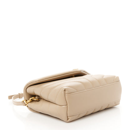 Saint Laurent Calfskin Y Quilted Monogram Toy Loulou Crossbody Bag Dark Beige 4 of 11