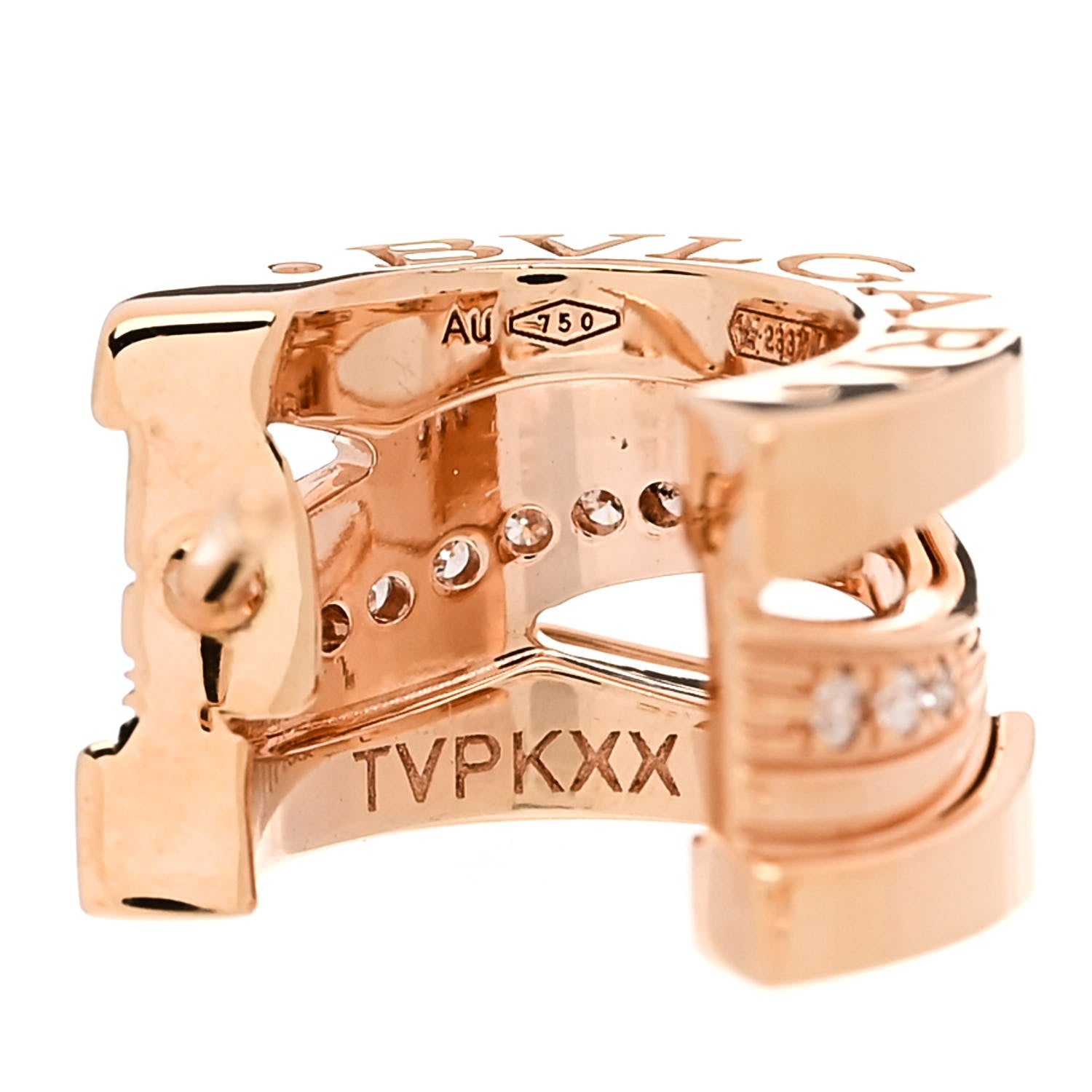 Bulgari 18K Rose Gold Diamond B.Zero1 Legend Hoop Earrings 4 of 6