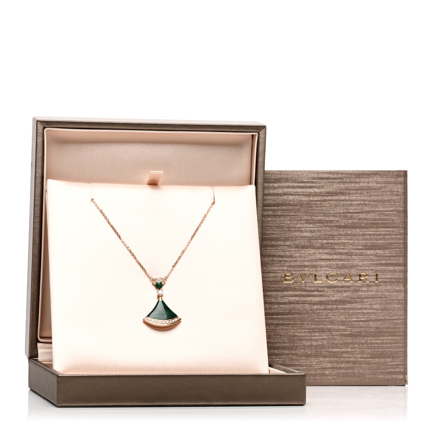 18K Rose Gold Diamond Malachite Divas' Dream Pendant Necklace