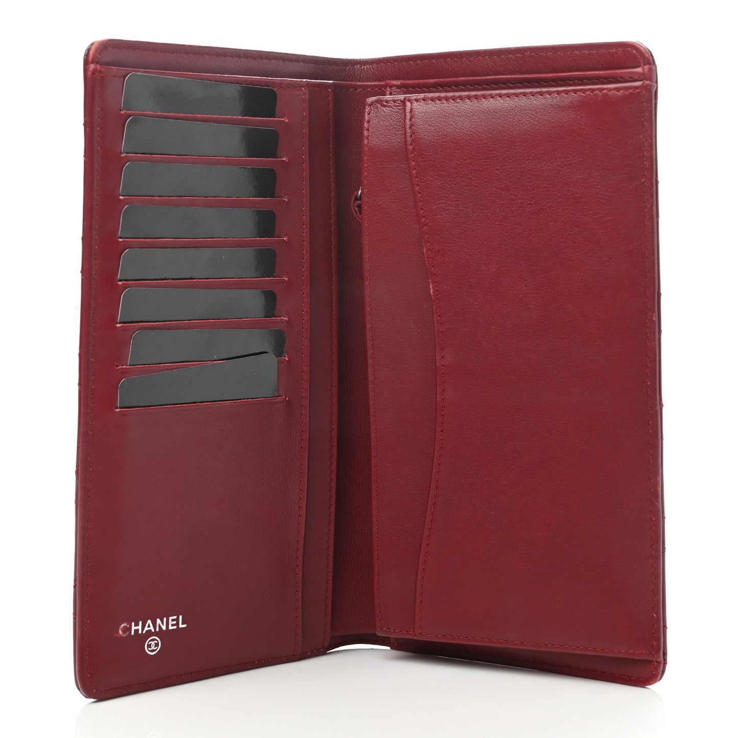 Patent Calfskin Quilted Yen Wallet Red