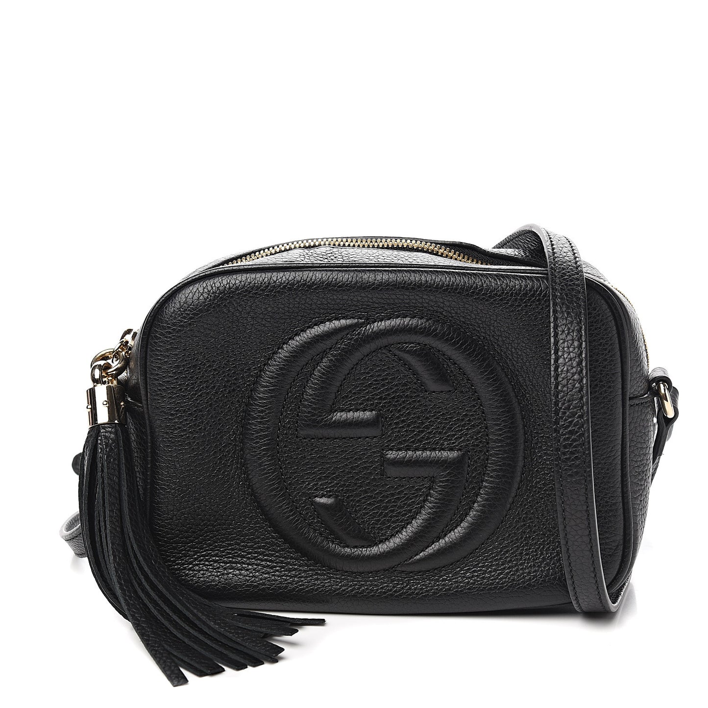 Pebbled Calfskin Small Soho Disco Bag Black