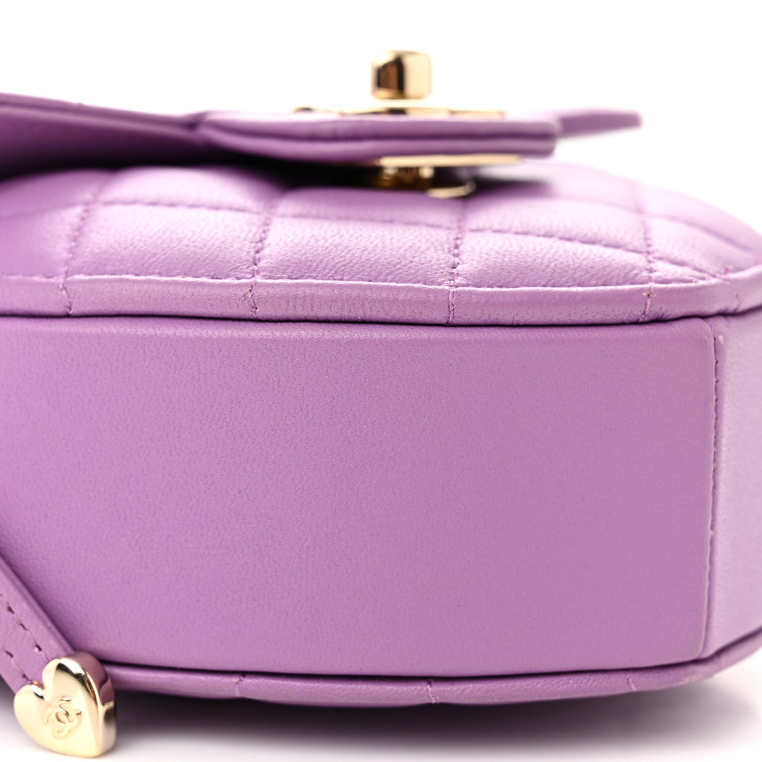 Chanel Lambskin Quilted CC In Love Heart Clutch With Chain Purple 9 of 10