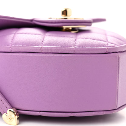 Chanel Lambskin Quilted CC In Love Heart Clutch With Chain Purple 9 of 10