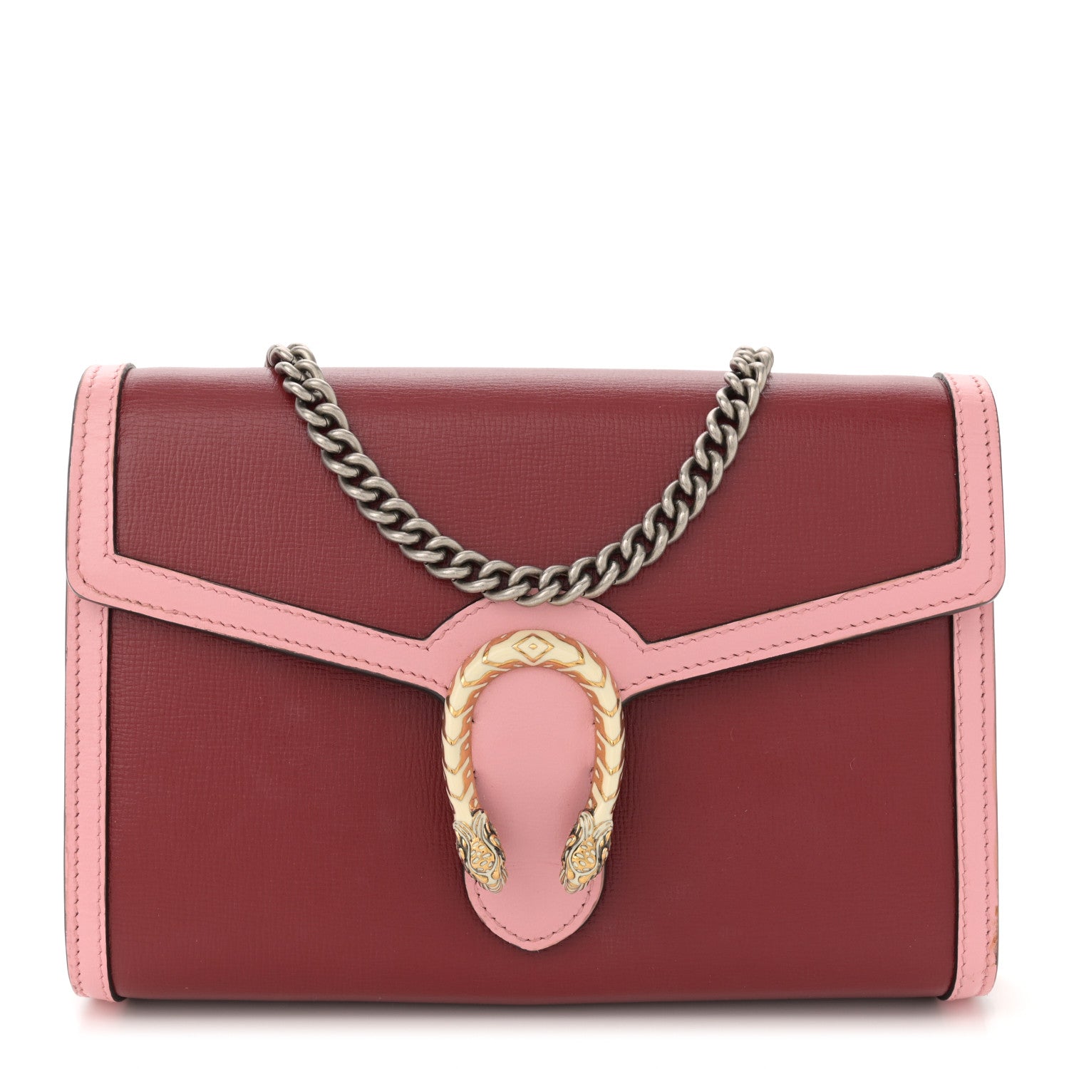 Gucci Azalea Calfskin Enamel Mini Dionysus Chain Wallet New Cherry Red Wild Rose Off White 1 of 12