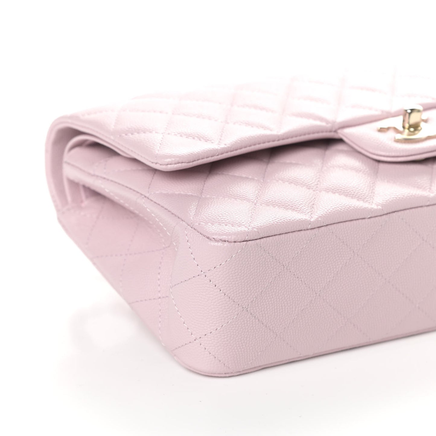 Caviar Quilted Medium Double Flap Light Pink