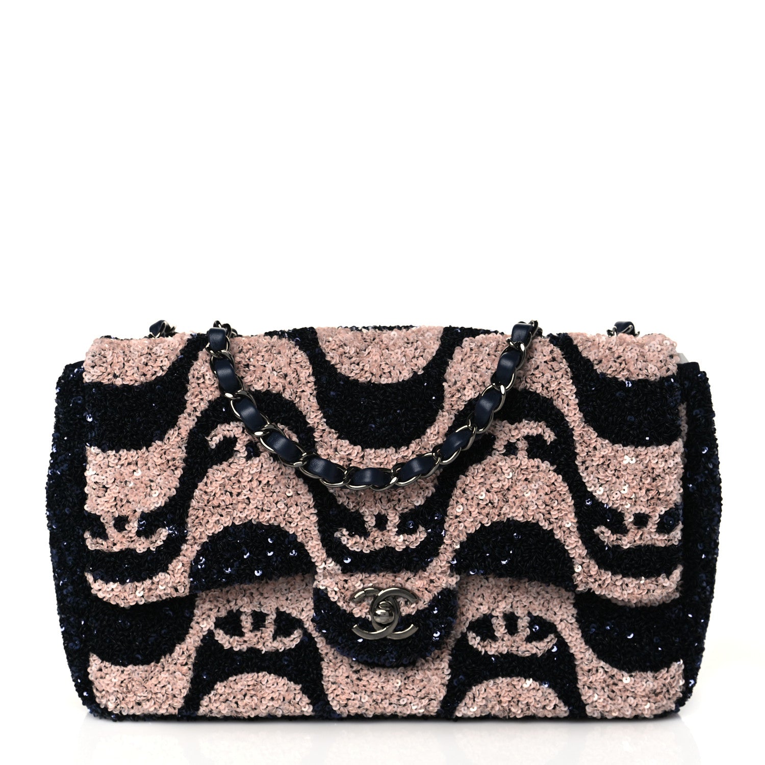 Chanel Sequin Medium Flap Blue Pink 1 of 9