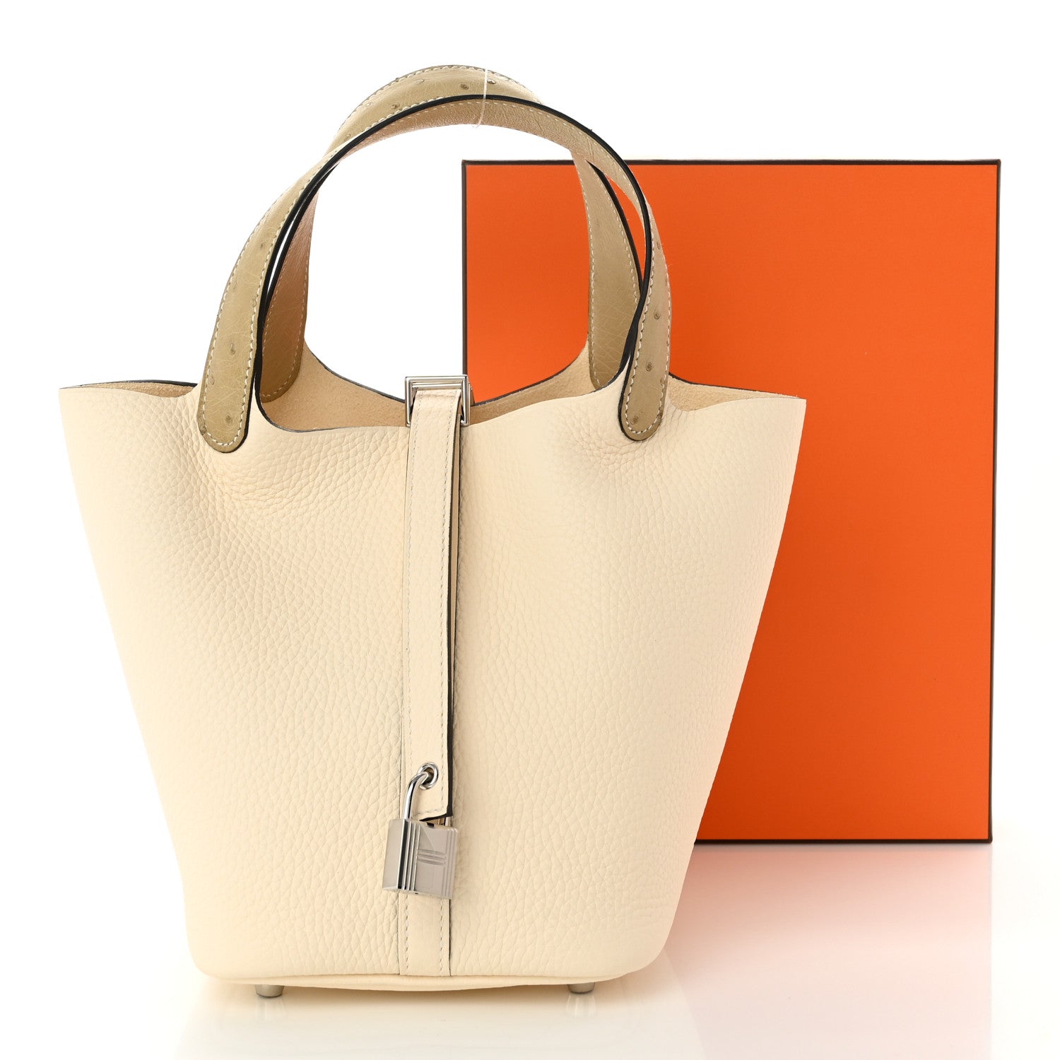 Hermes Taurillon Clemence Ostrich Touch Picotin Lock 18 PM Nata Trench 11 of 11