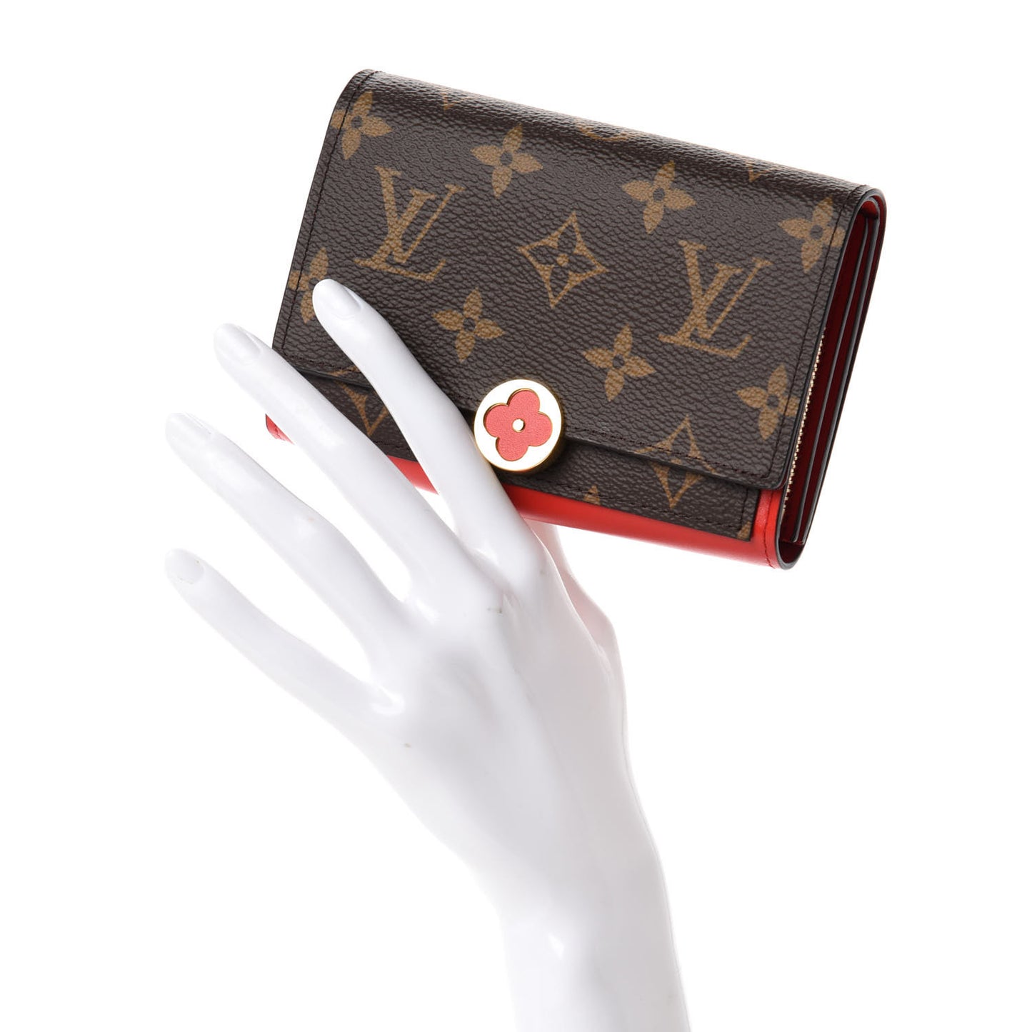 Monogram Flore Compact Wallet Coquelicot
