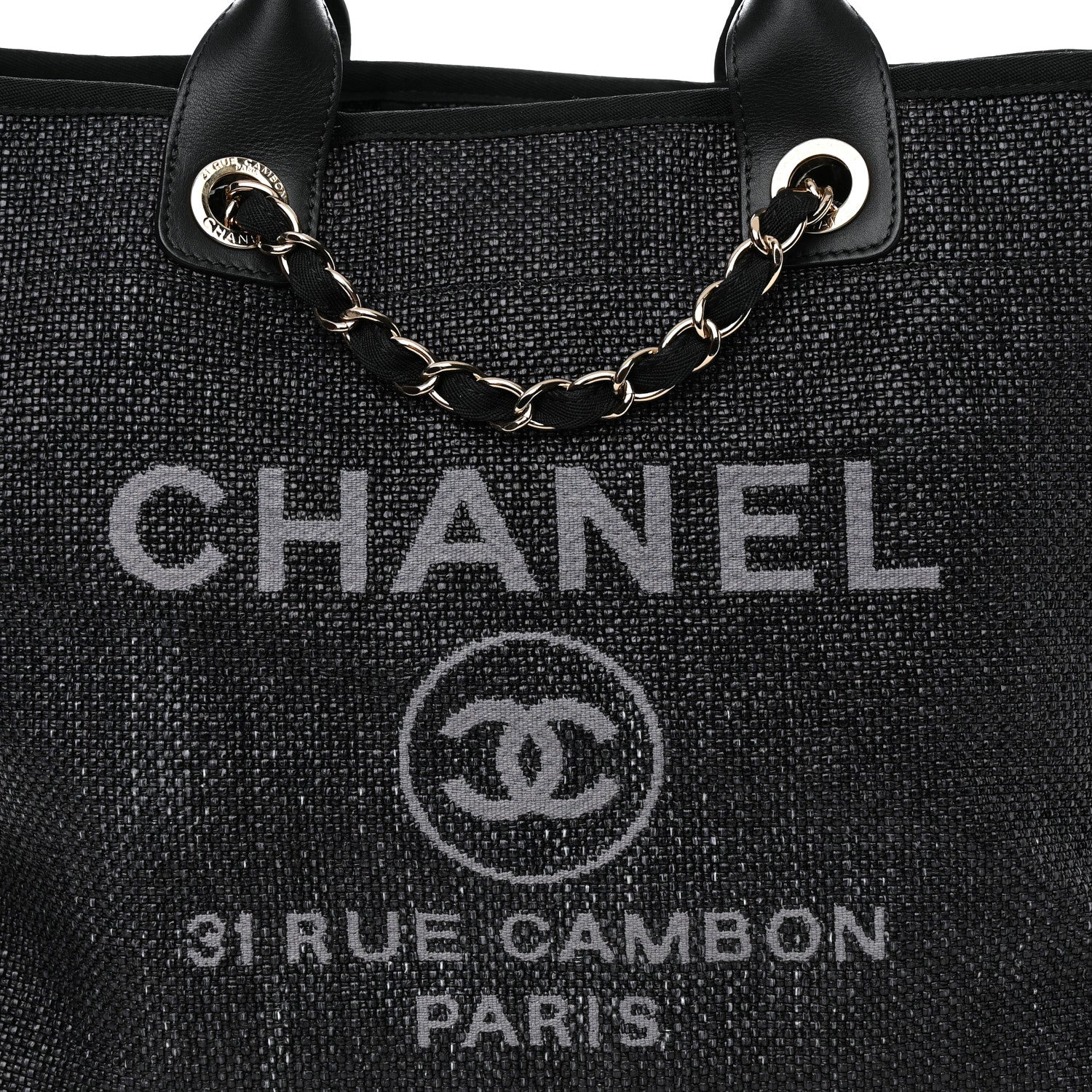 Chanel Woven Straw Raffia Medium Deauville Tote Black 8 of 10