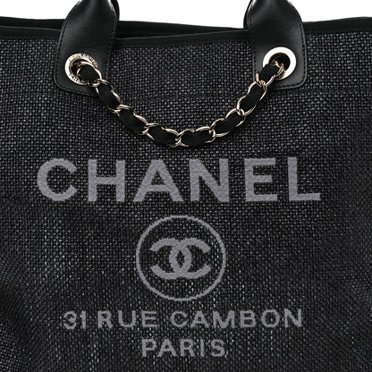 Chanel Woven Straw Raffia Medium Deauville Tote Black 8 of 10