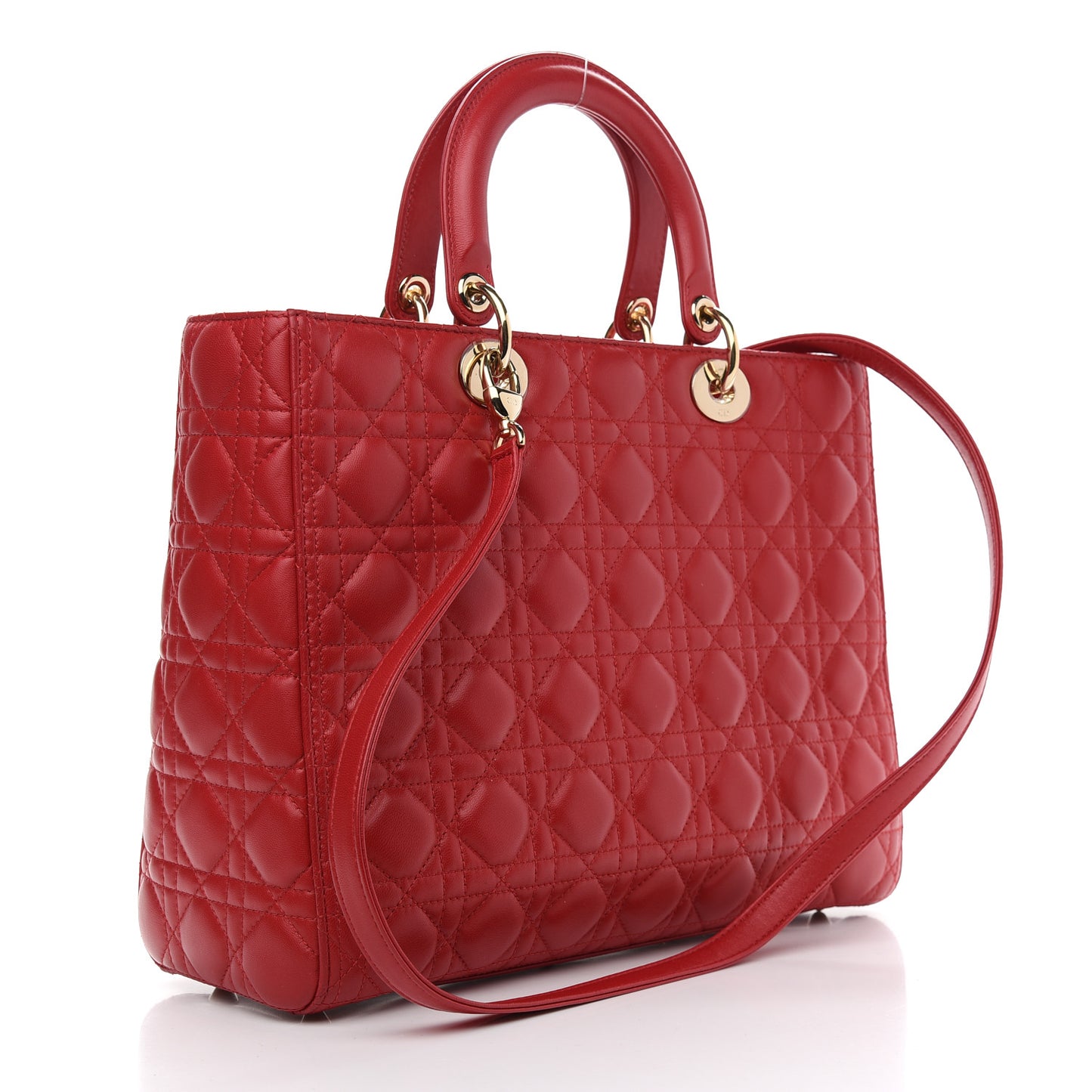 Lambskin Cannage Large Lady Dior Red