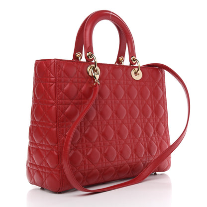 Christian Dior Lambskin Cannage Large Lady Dior Red 3 of 9