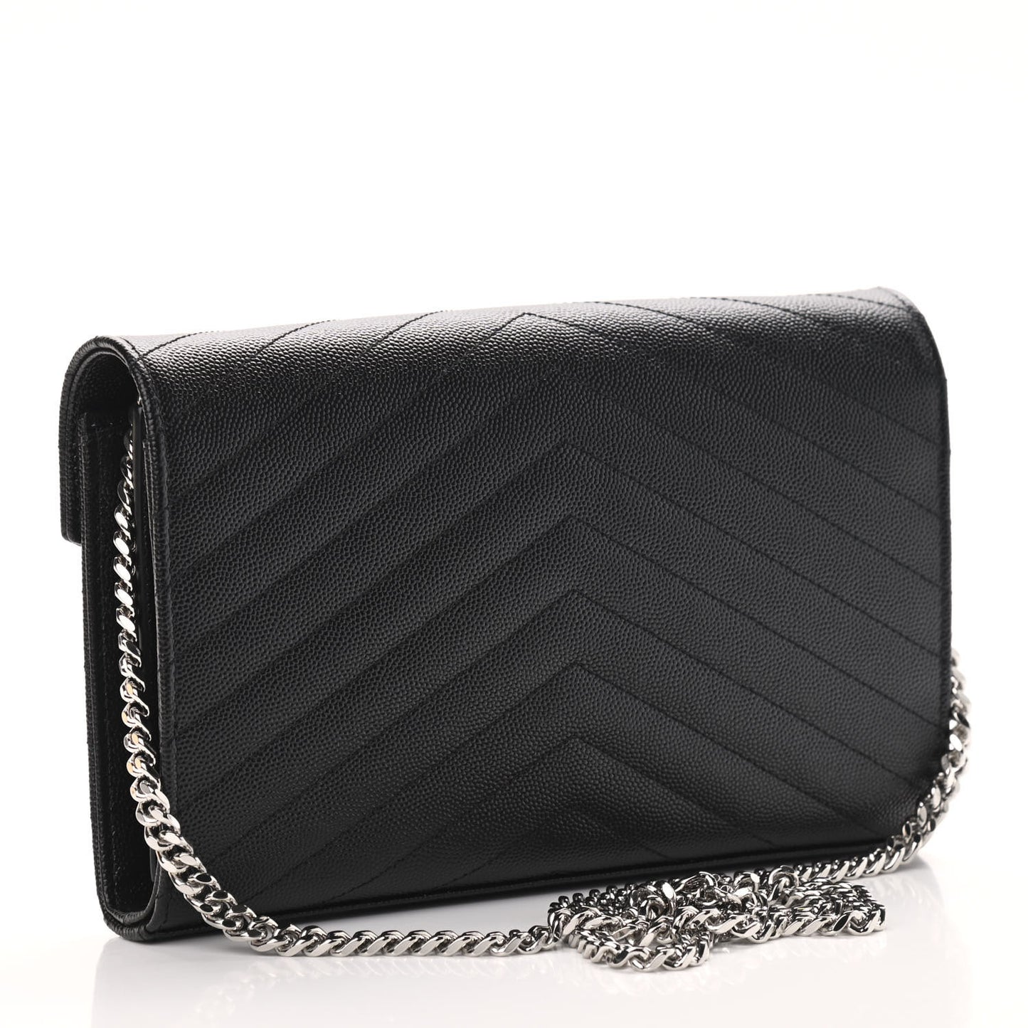 Grain De Poudre Matelasse Chevron Monogram Chain Wallet Black