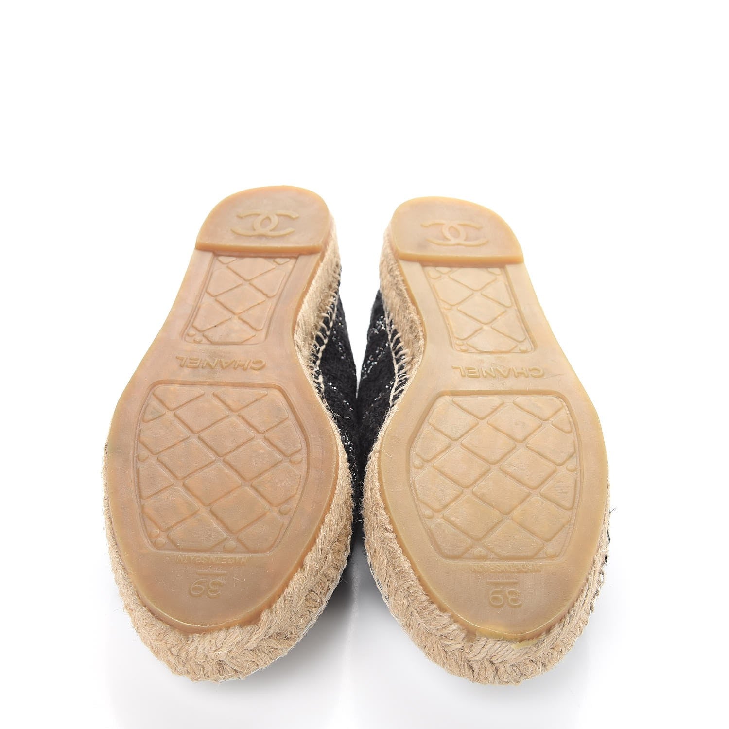 Chanel Tweed Lambskin CC Espadrilles 39 Black Silver 5 of 11