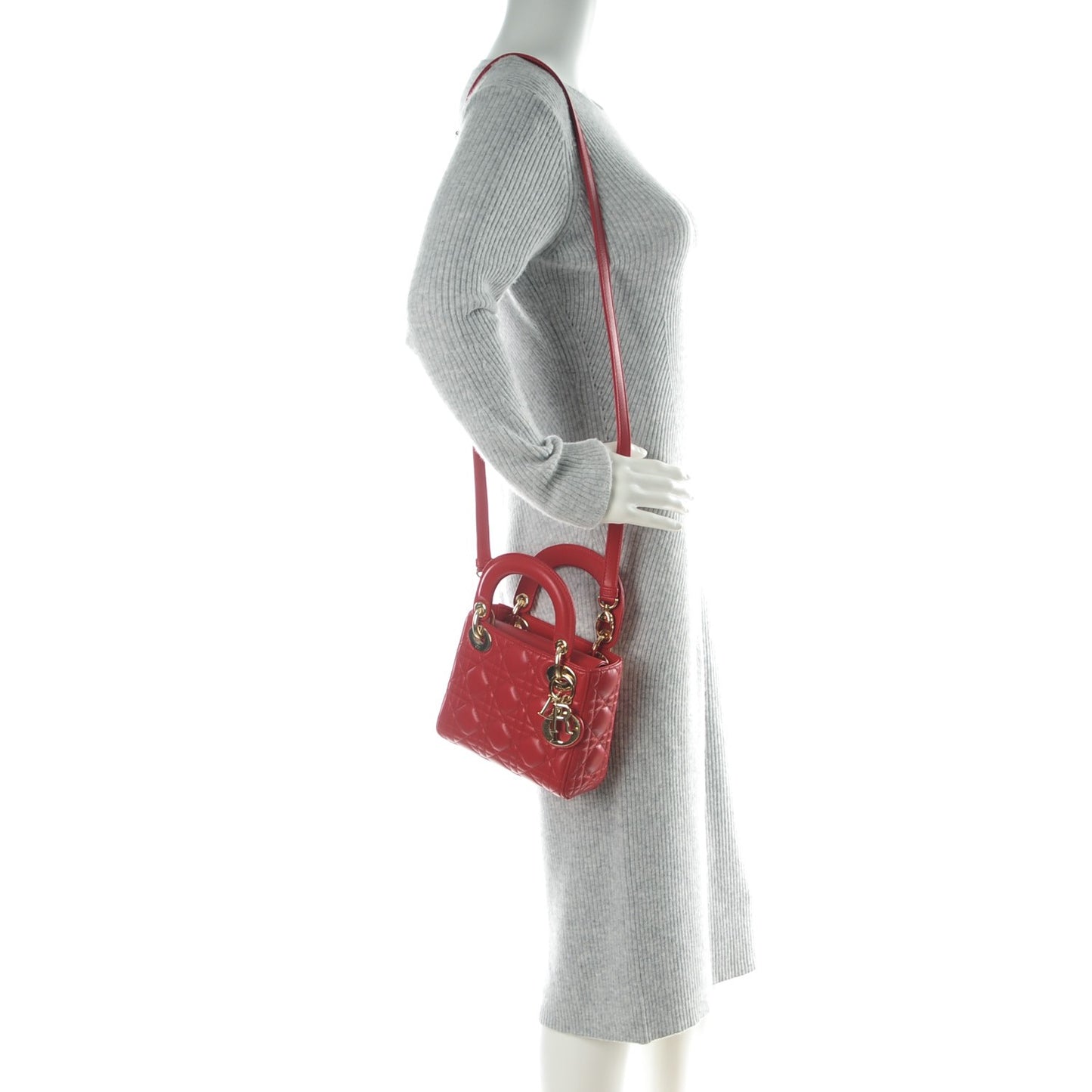 Lambskin Cannage Mini Lady Dior Red