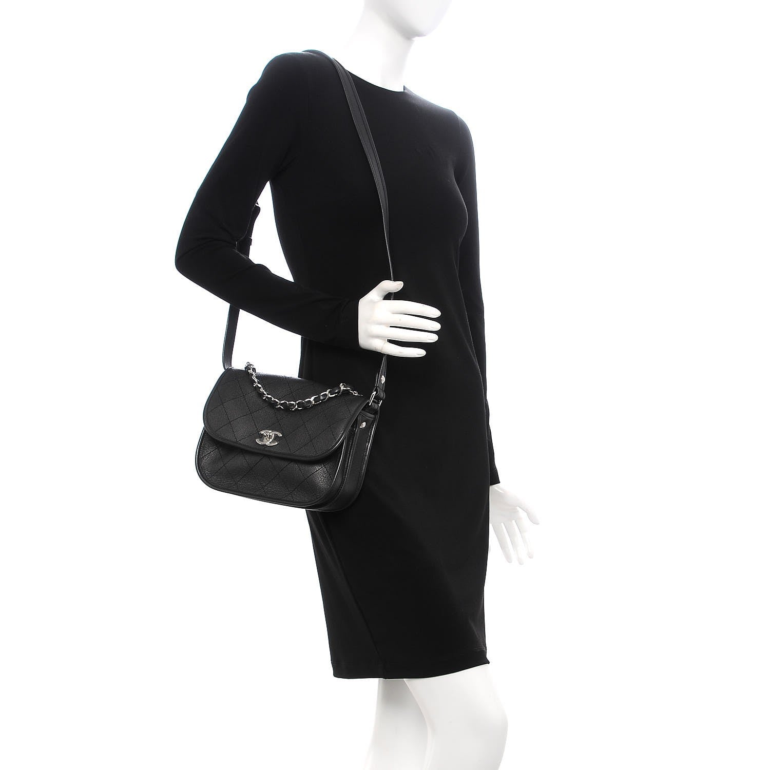 Chanel Calfskin Quilted Jungle Stroll Messenger Bag Black 2 of 8