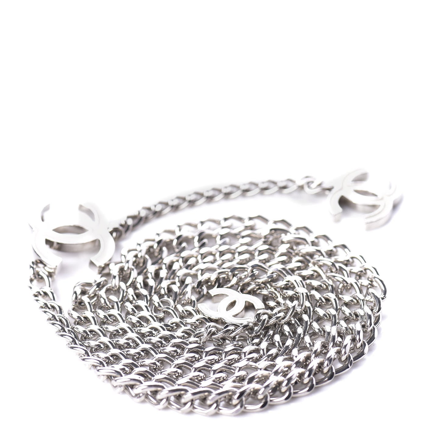 Enamel CC Ceinture Fantai Adjustable Belt Silver White