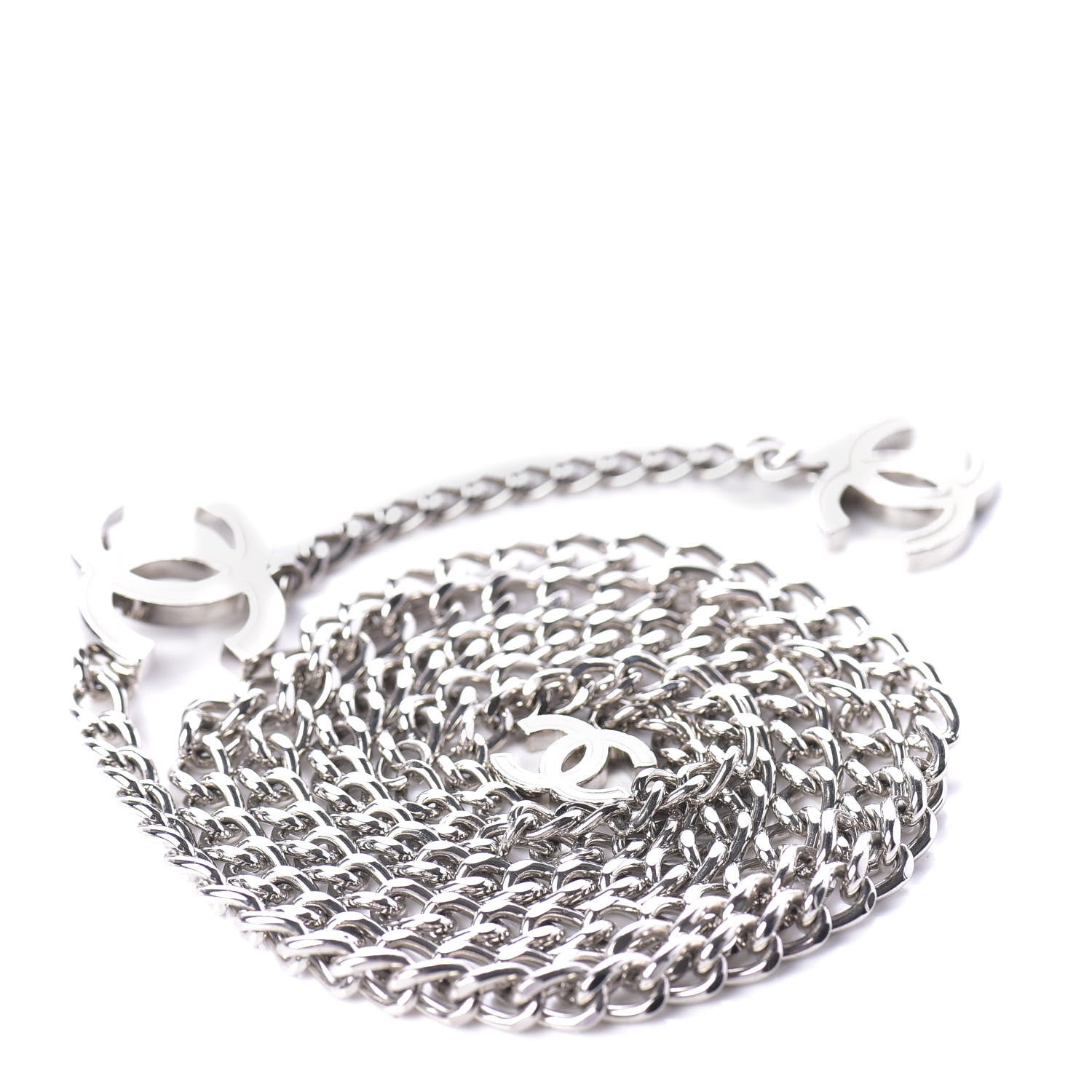 Chanel Enamel CC Ceinture Fantai Adjustable Belt Silver White 2 of 4