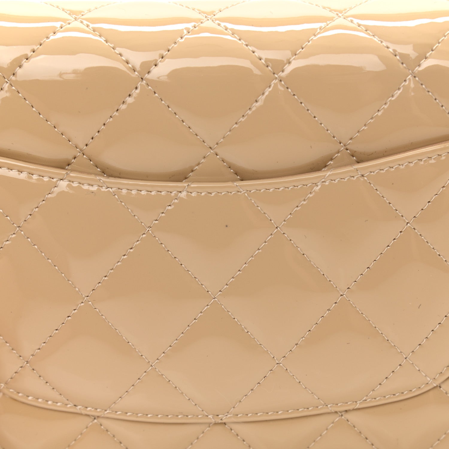 Chanel Patent Quilted Wallet On Chain WOC Beige 10 of 11