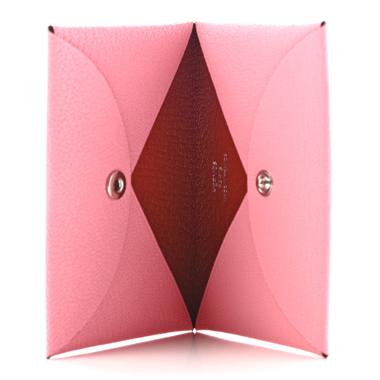 Hermes Chevre Verso Calvi Card Case Rose Confetti Brique 5 of 7