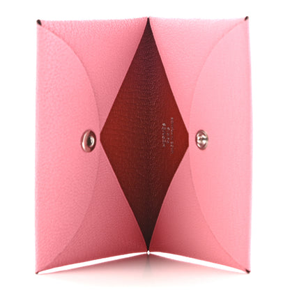 Hermes Chevre Verso Calvi Card Case Rose Confetti Brique 5 of 7