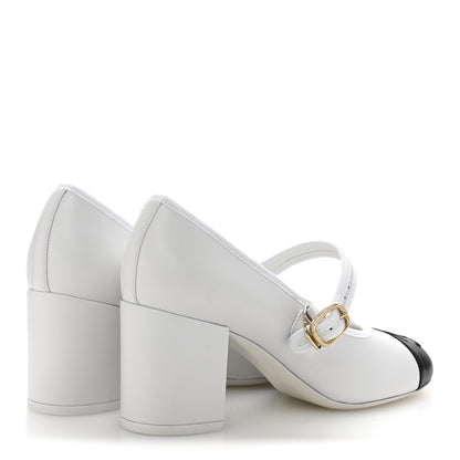 Chanel Lambskin CC Cap Toe Mary Jane Pumps 39 White Black 5 of 12