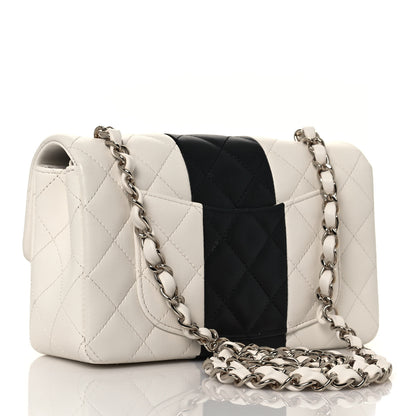 Chanel Lambskin Quilted Mini Rectangular Flap White Black 3 of 13