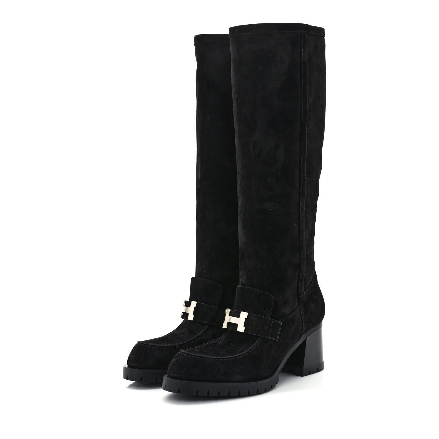 Hermes Suede Calfskin Folie 60 Boots 36.5 Black 3 of 6