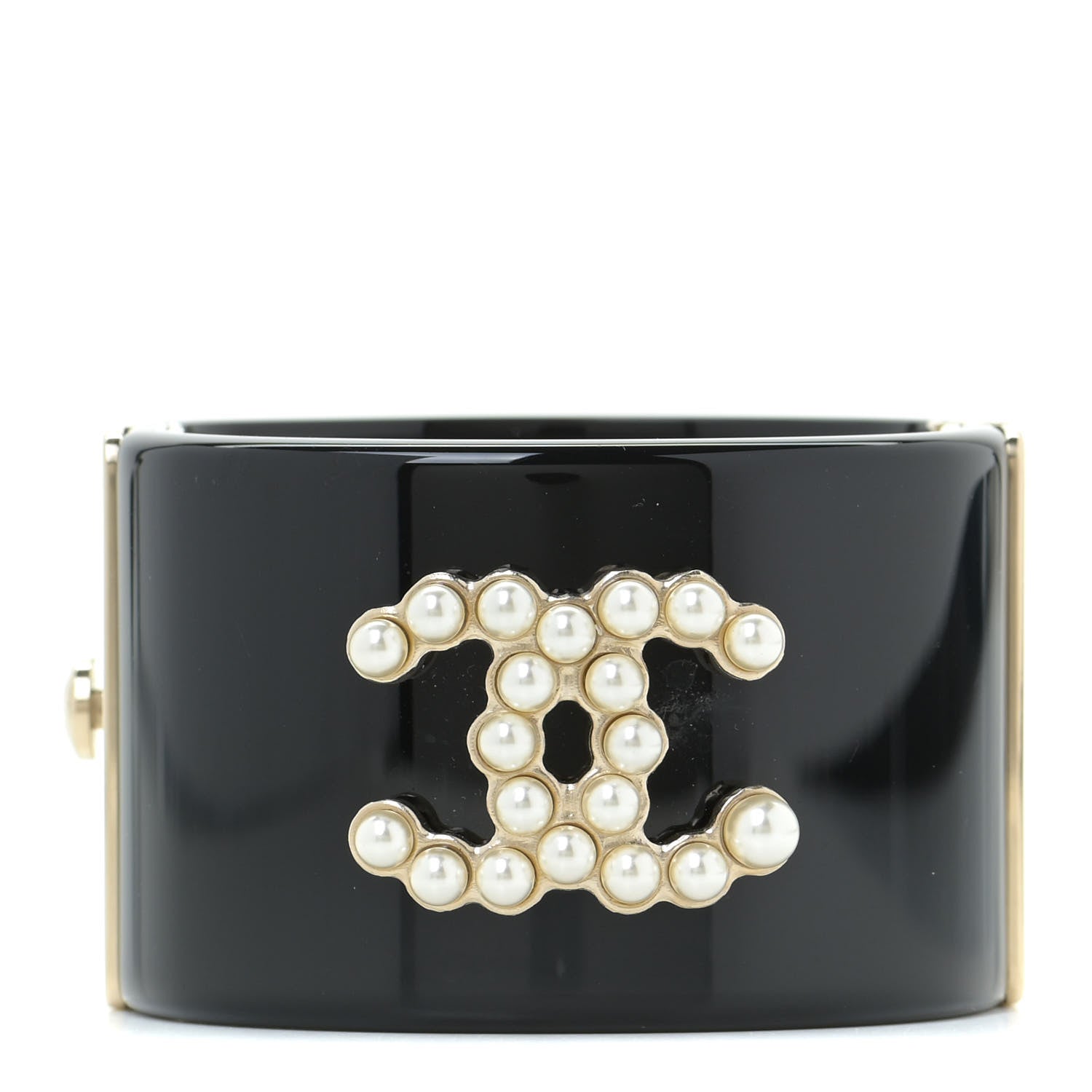 Chanel Resin Pearl CC Cuff Black 1 of 9