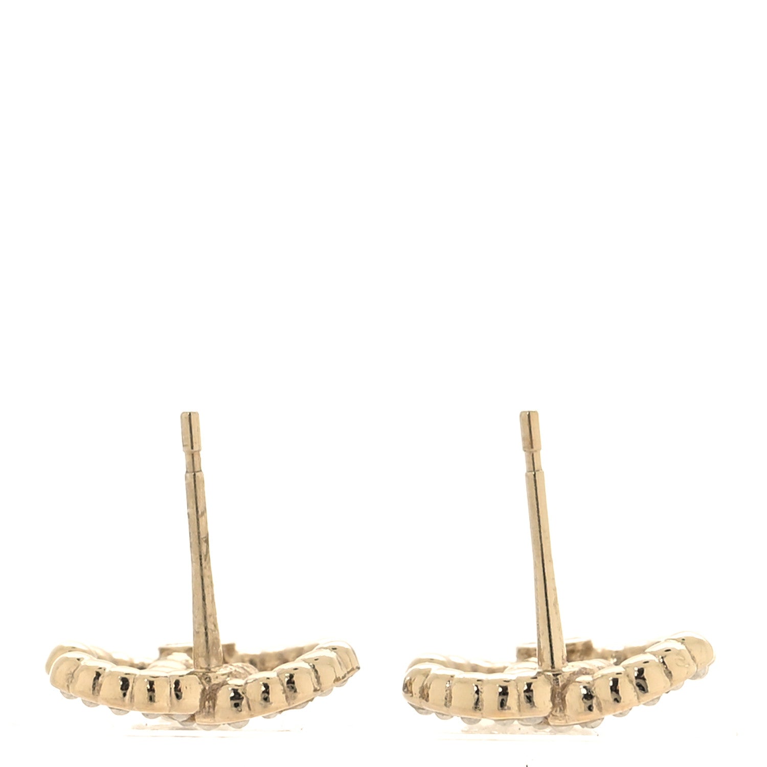 Chanel Pearl Crystal CC Earrings Light Gold 3 of 5