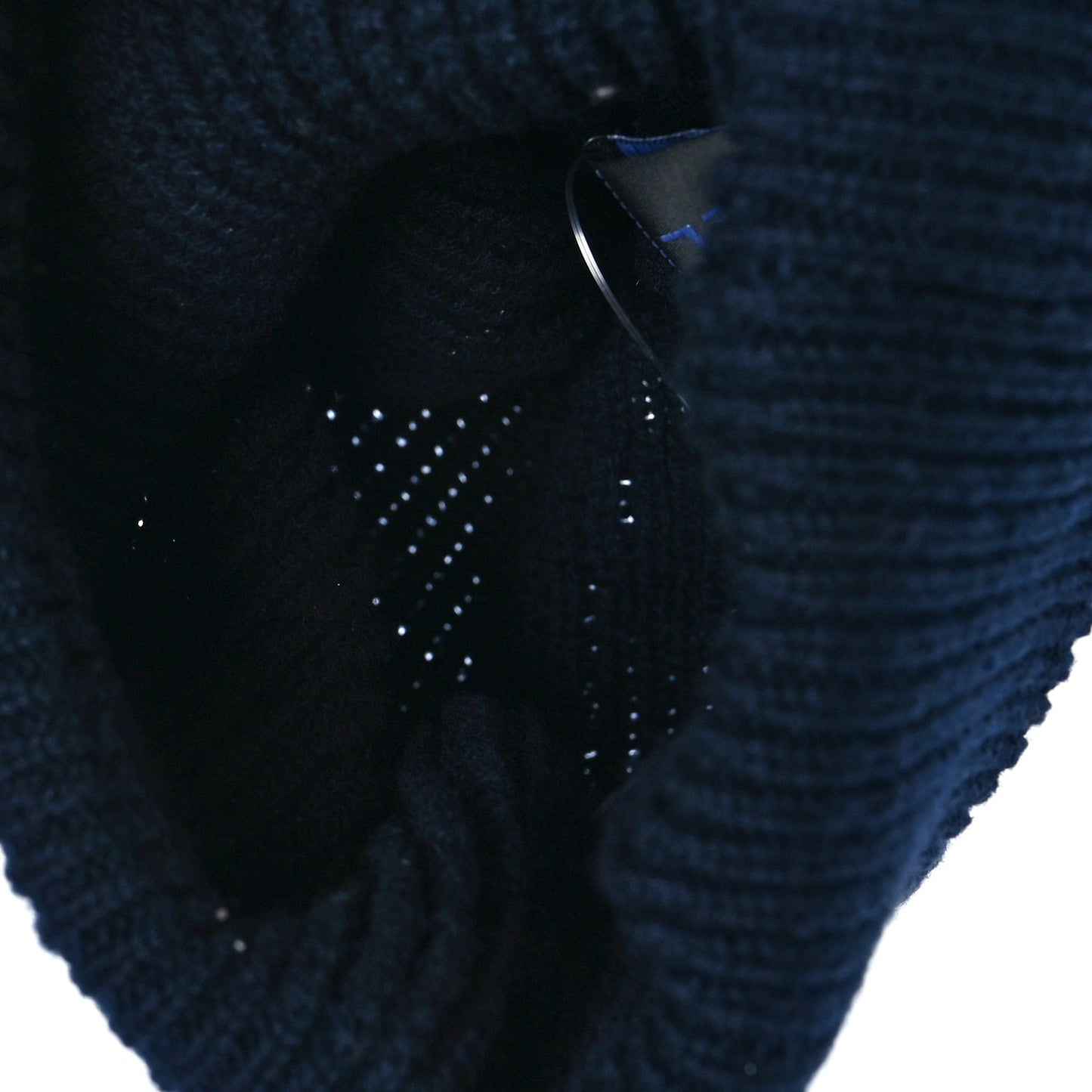 Cashmere Sequin Logo Beanie Hat Navy Silver