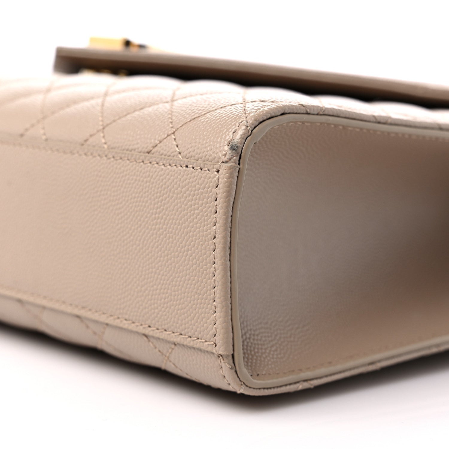 Saint Laurent Grain De Poudre Mixed Matelasse Large Triquilt Monogram Satchel Dark Beige 9 of 10