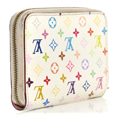 Louis Vuitton Monogram Multicolor Zippy Coin Purse Wallet White Litchi 3 of 12