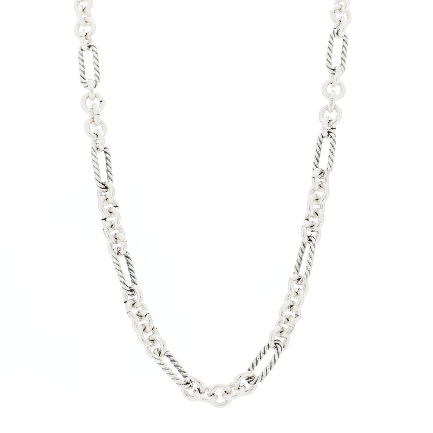 Sterling Silver 18K Yellow Gold Link Figaro Link Toggle Necklace