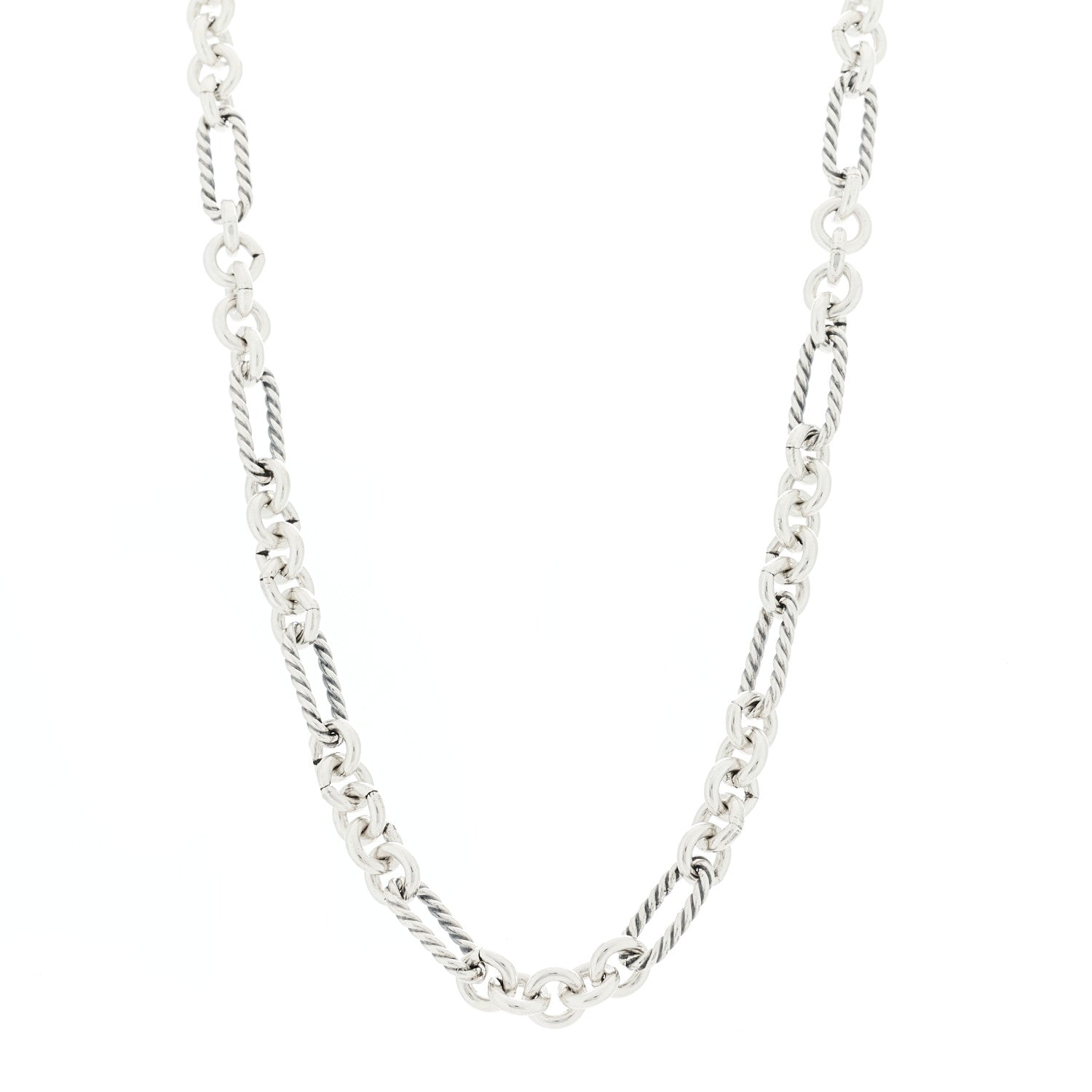 David Yurman Sterling Silver 18K Yellow Gold Link Figaro Link Toggle Necklace 1 of 5