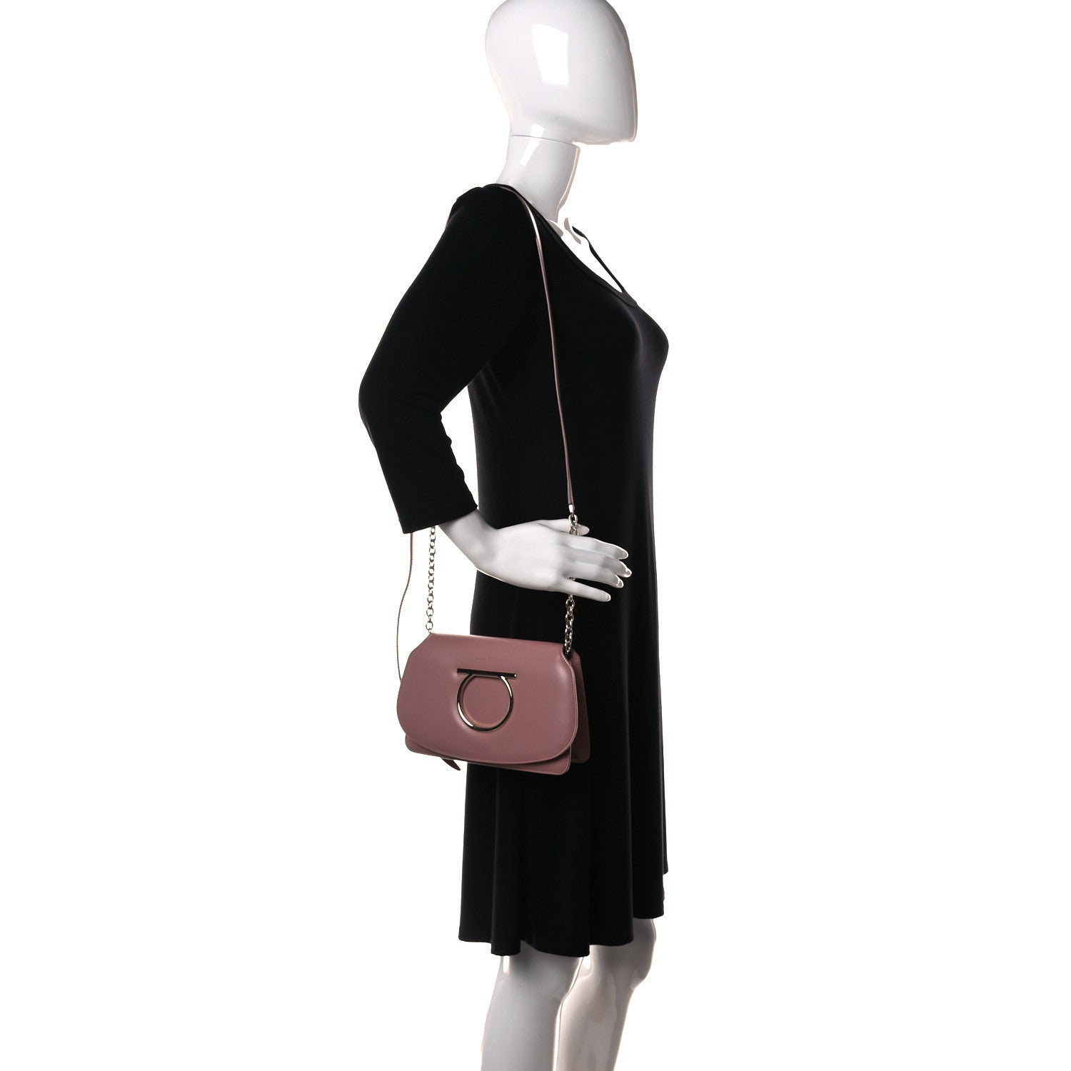 Salvatore Ferragamo Calfskin Vela Crossbody Bag Antique Rose 2 of 17