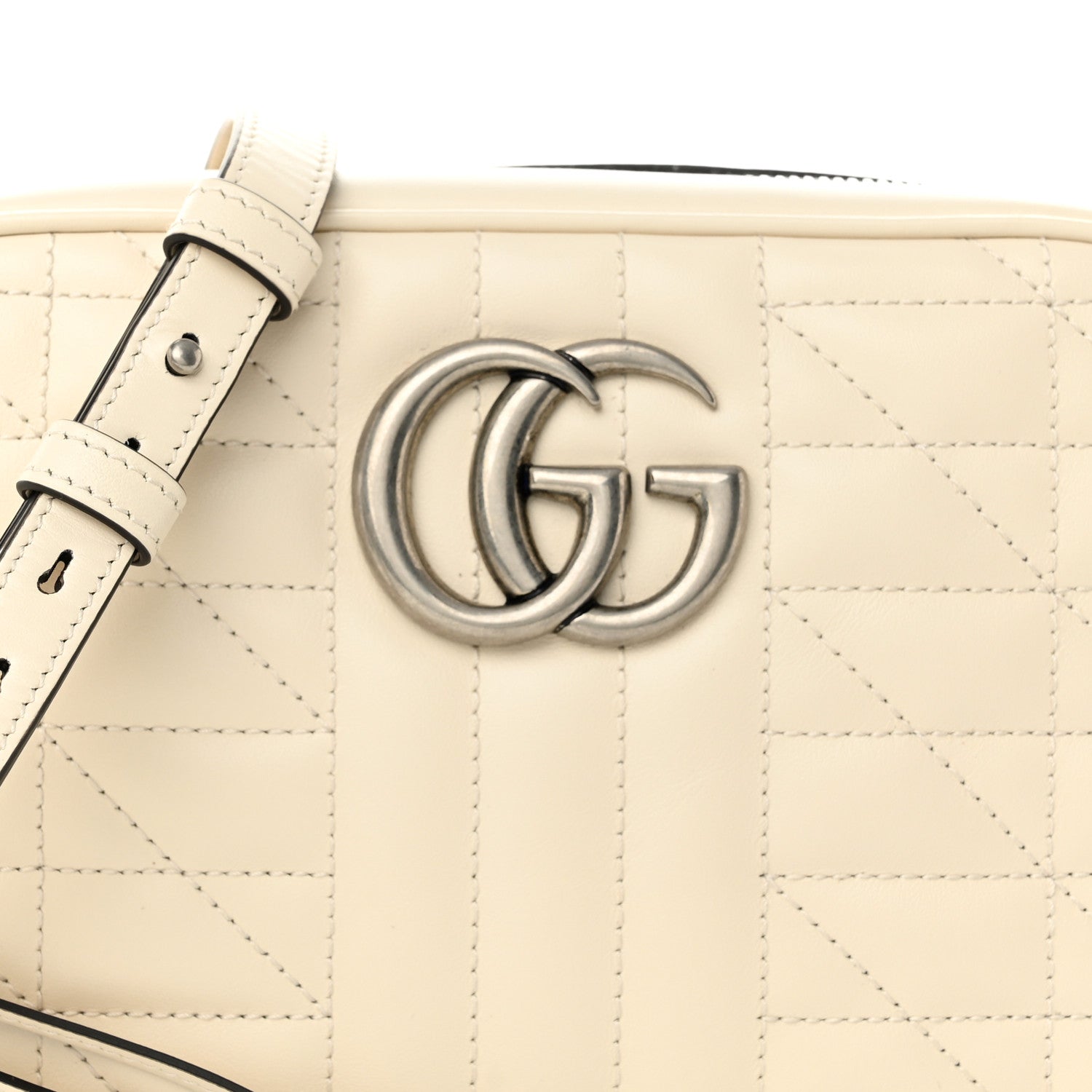 Gucci Calfskin Matelasse Aria Small GG Marmont Chain Shoulder Bag Mystic White 8 of 10