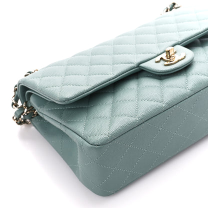 Chanel Caviar Quilted Medium Double Flap Light Blue 10 of 11