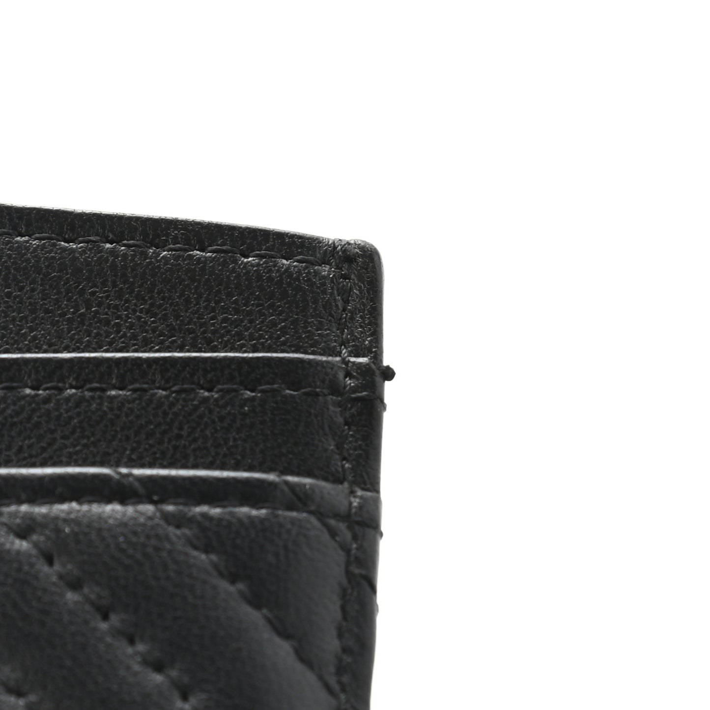 Lambskin Chevron Quilted Card Holder Black