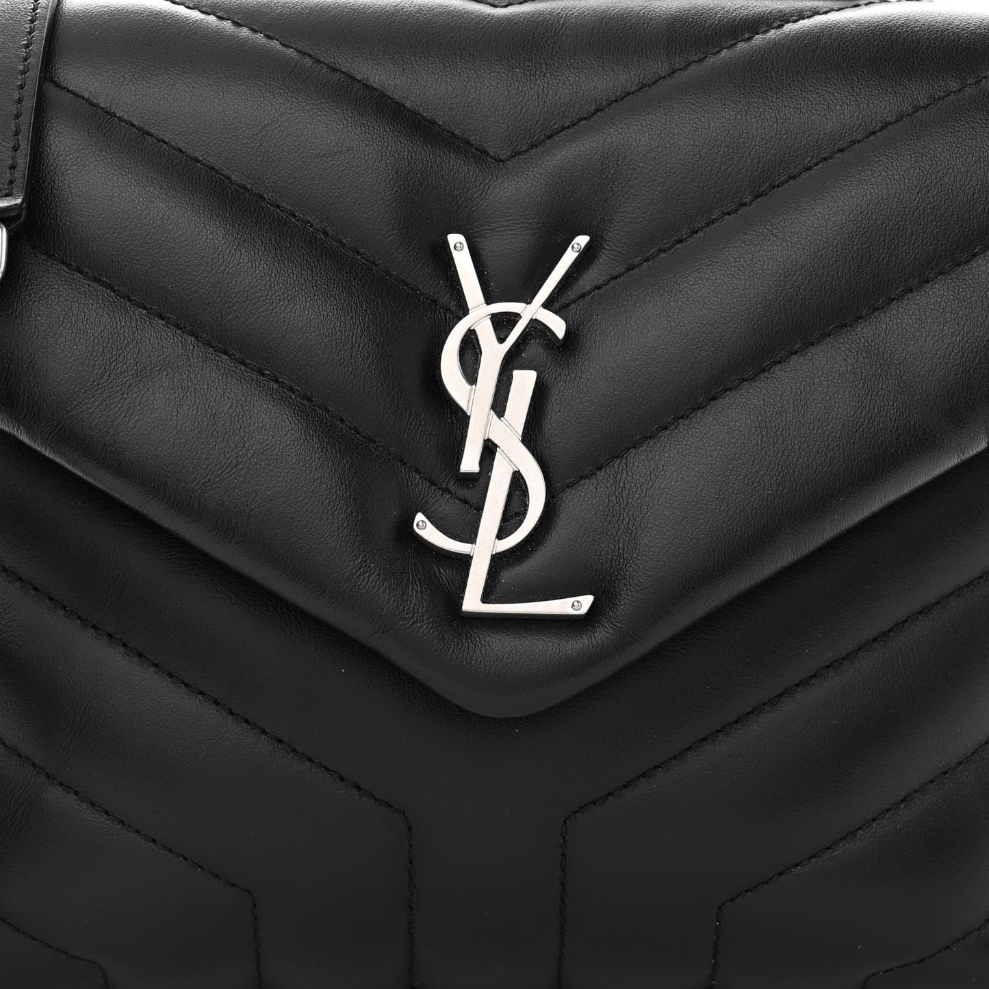 Calfskin Y Quilted Monogram Small Loulou Chain Satchel Black