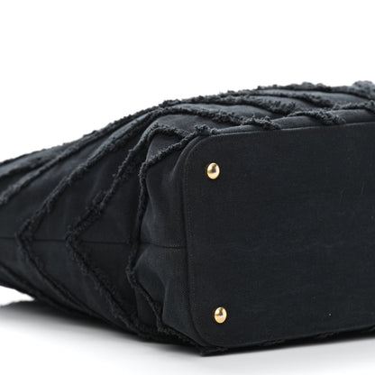 Chanel Canvas Chevron Cuba Patchwork Shopper Tote Black 9 of 10