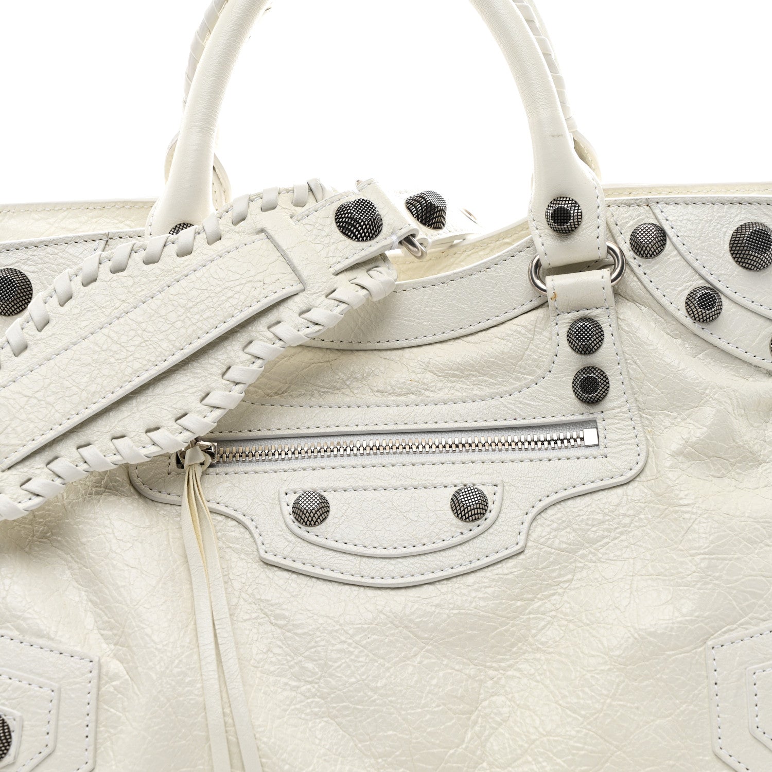 Balenciaga Agneau Arena Neo Cagole City Handbag Optic White