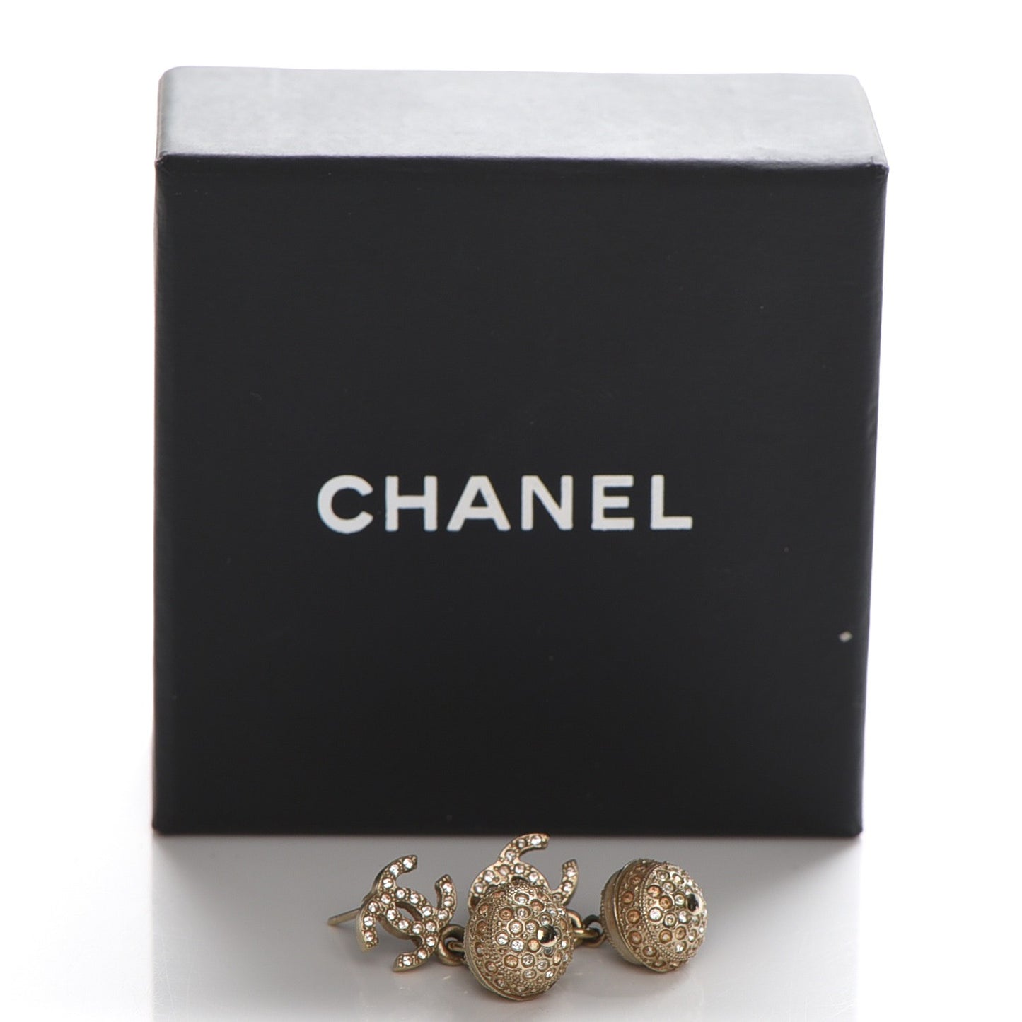 Crystal CC Drop Earrings Gold