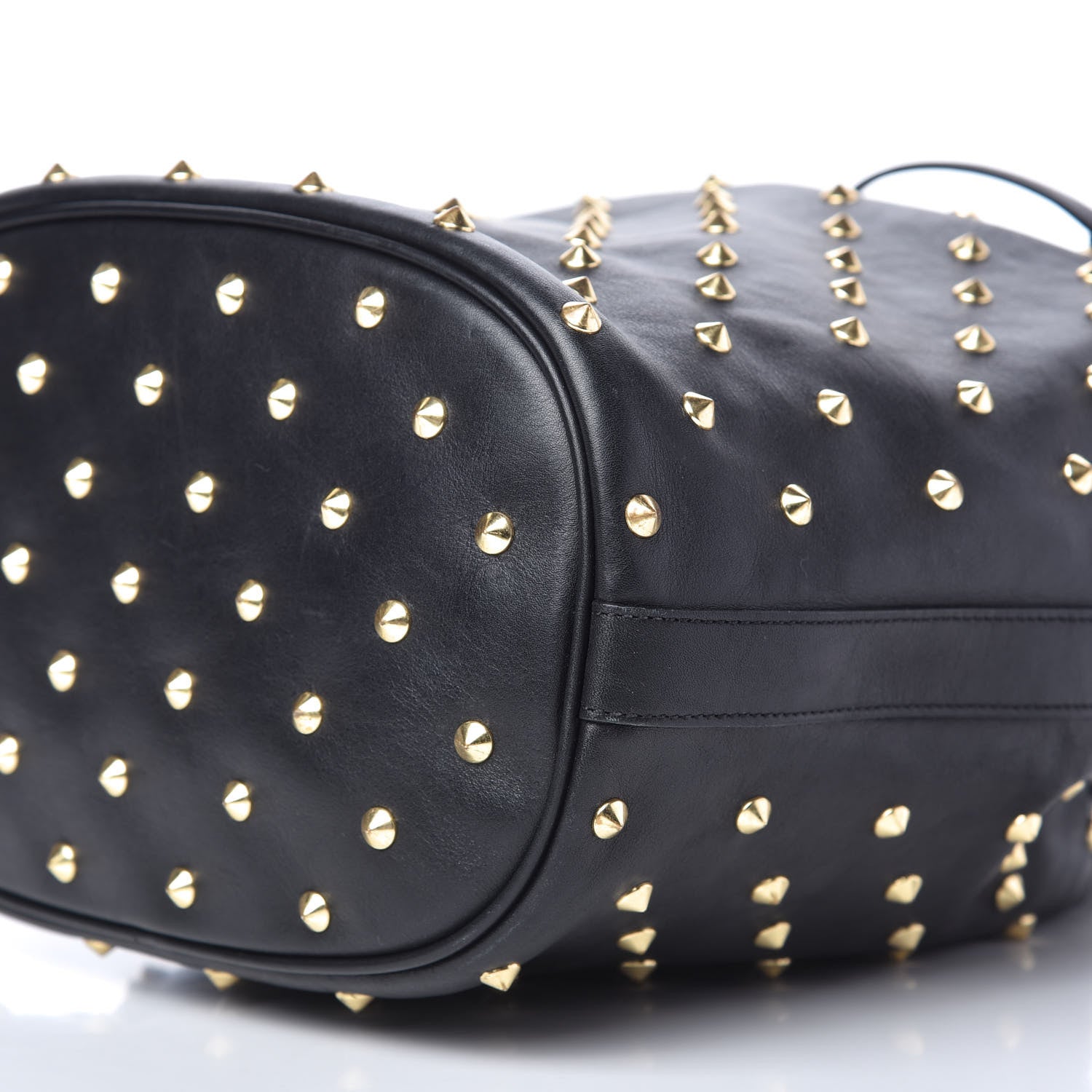 Alexander McQueen Calfskin Studded Padlock Bucket Bag Black 7 of 11