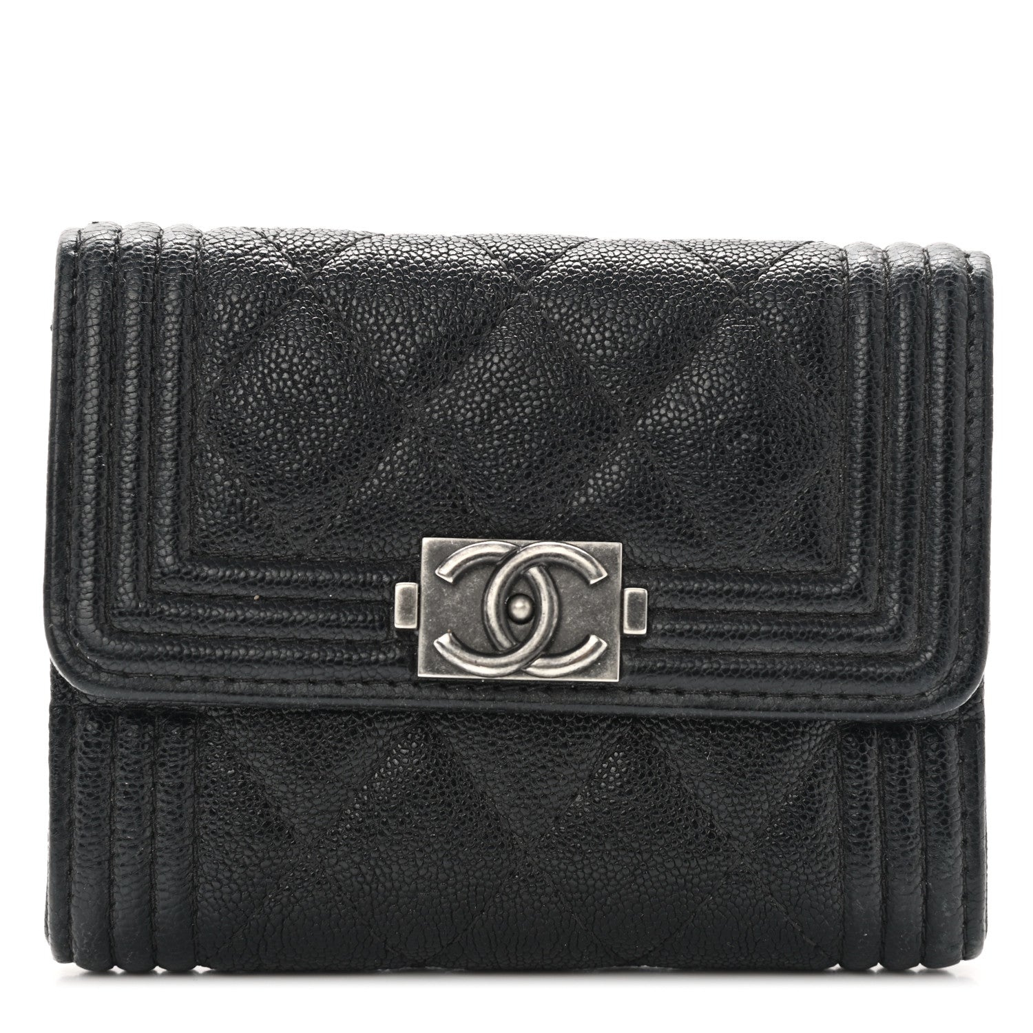 Chanel Caviar Quilted Compact Boy Wallet Black 1 of 9