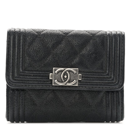 Chanel Caviar Quilted Compact Boy Wallet Black 1 of 9