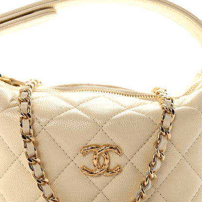 Chanel Caviar Quilted Hobo Clutch With Chain White 8 of 11