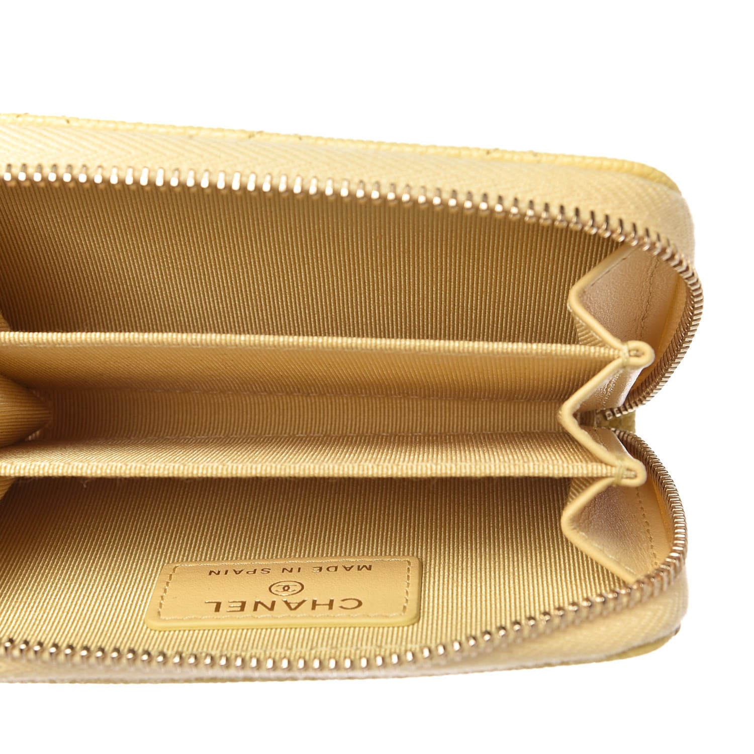 Chanel Caviar Quilted Zip Coin Purse Yellow 5 of 9