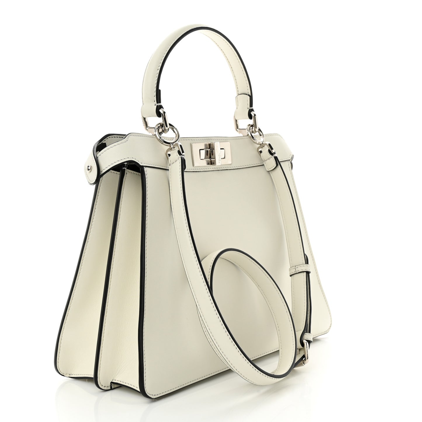 Vitello Seta Nappa Fendi Roma Stampa Medium Peekaboo I SEE U Satchel White Black